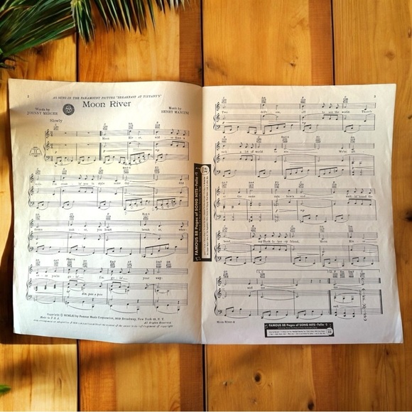 VINTAGE “Moon River” Sheet Music | Piano & Voice | Breakfast at Tiffany’s - Picture 3 of 6